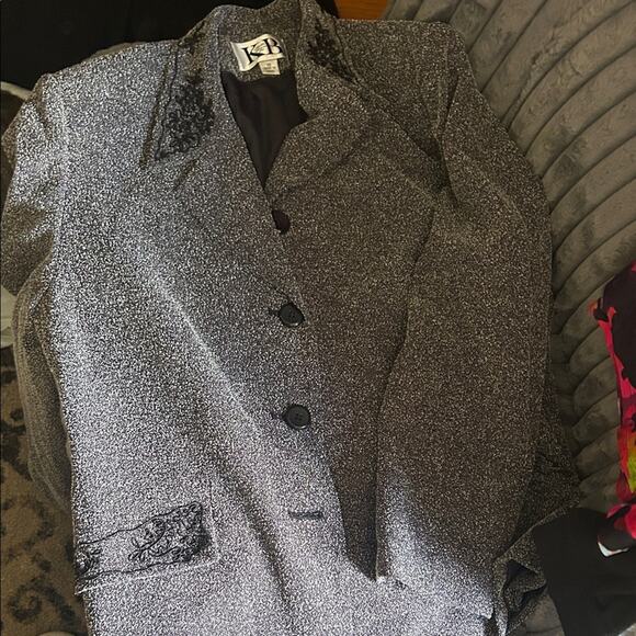 Gorgeous Vintage Charcoal and Black Textured Blazer - Picture 1 of 5